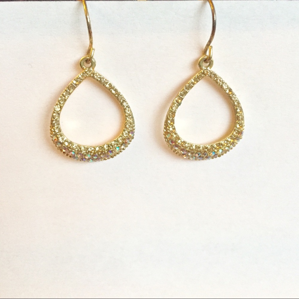 Gold and CZ Teardrop Earrings